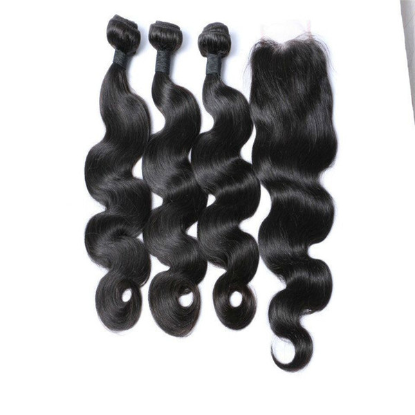 8A Brazilian Body Wave Hair With Closure 3 Bundles With Closure Brazilian Wet And Wavy Hair With Closure Wavy Human Hair