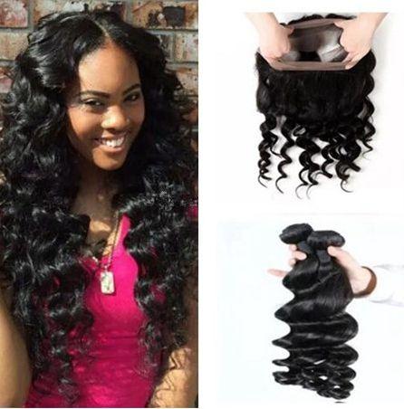 9A Mink Brazilian Loose Wave Virgin Human Hair 3 Bundles With Pre Plucked 22.5x4x2'' Full 360 Lace Band Frontal Closure 4Pcs Lot