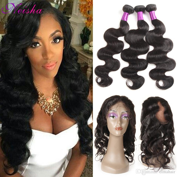 Malaysian Virgin Hair Pre Plucked 360 Lace Frontal With Bundles Body Wave 4 Pcs/lot Virgin Human Hair Extensions With 360 Frontal Closure