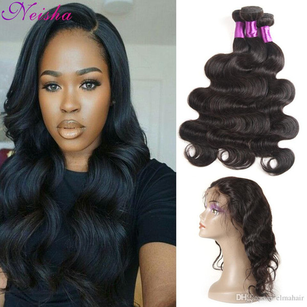 360 Lace Frontal With Bundles Indian Human Hair 3 Bundles With Frontal Closure Indian Body Wave Virgin Hair With 360 Full Lace Frontal