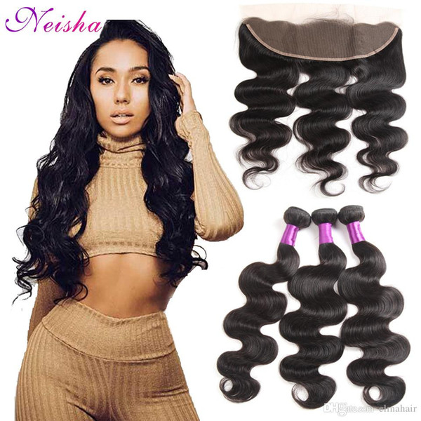 Malaysian Body Wave Virgin Hair 3 Bundles With 13X4 Lace Frontal Unprocessed Malaysian Ear to Ear Lace Frontal Closure Human Hair Weaves