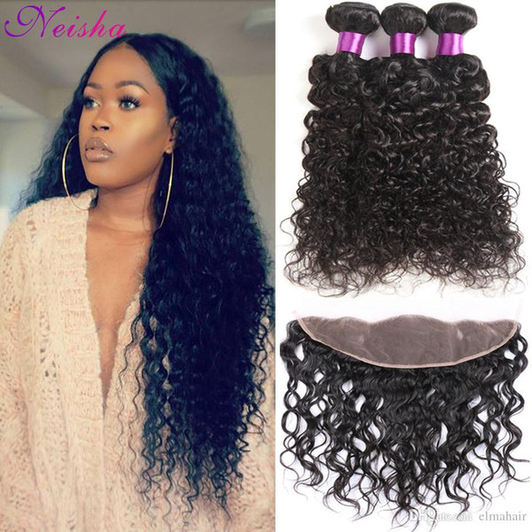 Water Wave Hair Brazilian 3 Bundles With Lace Frontal 8a Unprocessed Virgin Hair Bundle Deals Remy Human Hair Weave With Frontal Closure