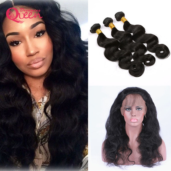 Brazilian Body Wave Hair Bundles With 360 Lace Frontal Closure Brazilian Virgin Human Hair 3 Bundles With Closure Natural Black