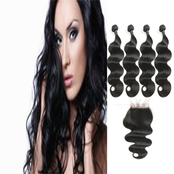 Laflare Hair Company Indian Virgin 100% Natural Human Hair Body Wave 4 Bundles With Free Part Closure On Sale