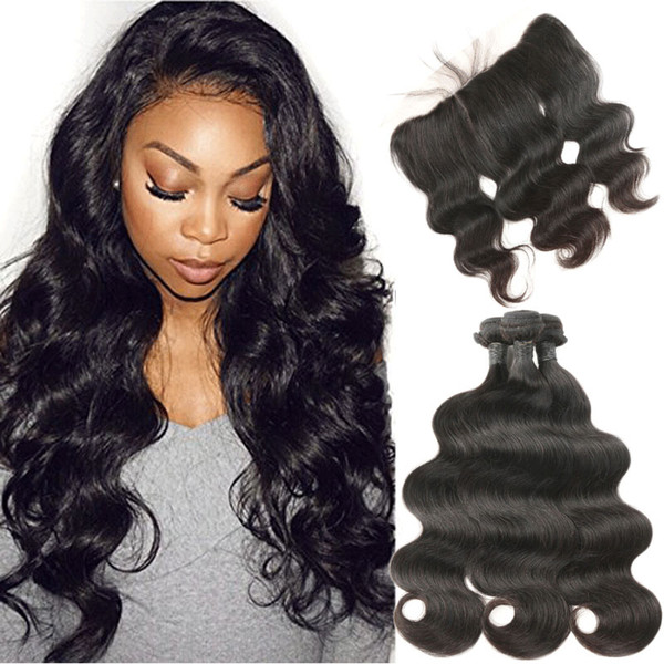 Malaysian Hair Weave Bundles Body Wave Bundles With Frontal Human Hair 3 Bundles With Lace Frontal Hair Extension