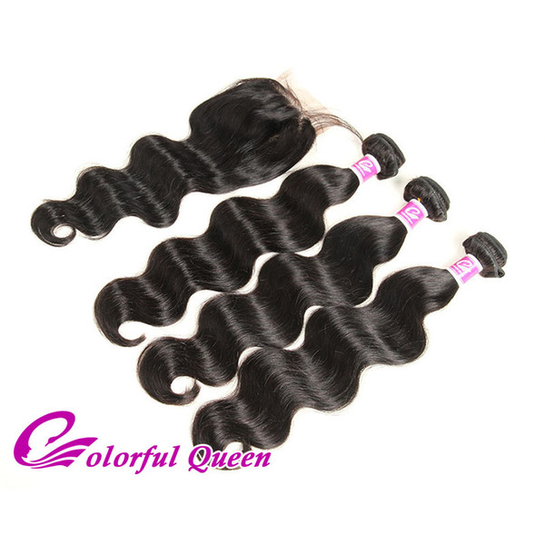 Malaysian Body Wave Virgin Hair 3 Bundles with Closure Wet Wavy Human Hair Bundles with Closure Malaysian Body Wave With Closure 4pcs/Lot