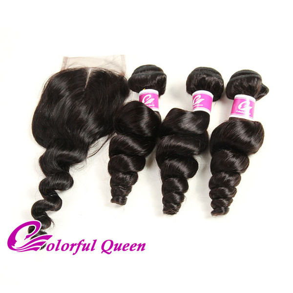 Malaysian Human Hair Loose Wave 3 Bundles with Closure Malaysian Virgin Hair Loose Wave Weave Bundles with lace Closure Baby Hair