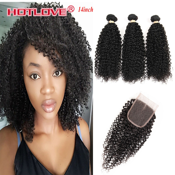 Mongolian Kinky Curly Hair With Closure 3 Bundles Curly Virgin Hair With Closure 100% Human Hair For Beauty Girl 8A Good Quality Weaving