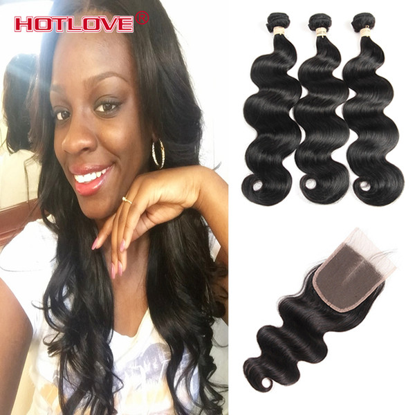 HOTLOVE Mongolian Hair Weave 3 Bundles With Closure Remy Virgin Hair Body Wave With Lace Closure Wholesale Human Bundle Wavy