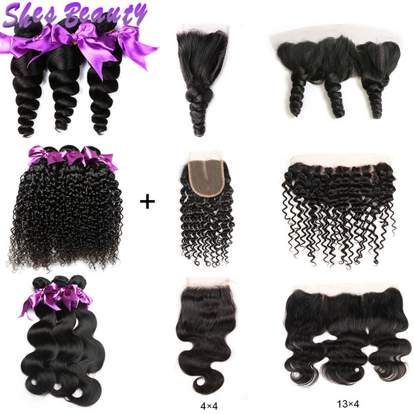 Grade 8A Indian Curly Virgin Hair Bundles With Frontal 100% Unprocessed Loose Wave Body Wave Human Hair Bundles With Closure Hot Selling