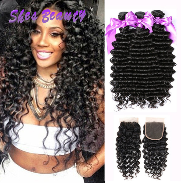 Wet Wavy Body Wave Bundle With Closure 100% Unprocessed Virgin Hair Malaysian Human Hair Weave Extensions 3 Bundles With Closure Natural Col