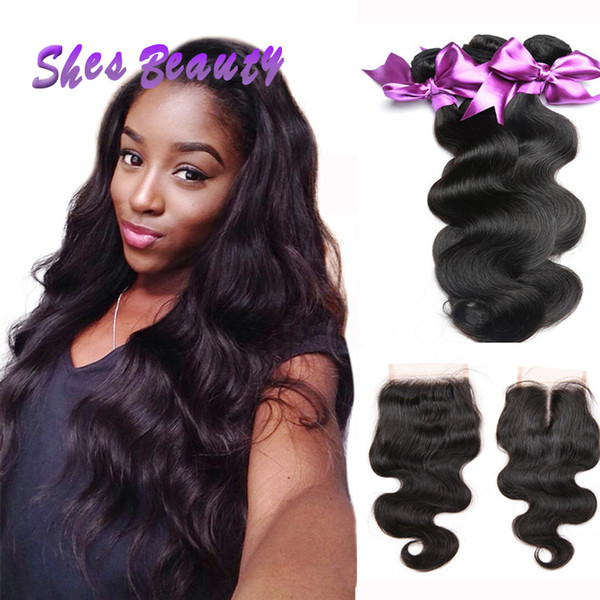 Malaysian Body wave Hair Bundles With Closure Malaysian Virgin Hair With Closure Unprocessed Virgin Hair Weaves 3 Bundles With Closure