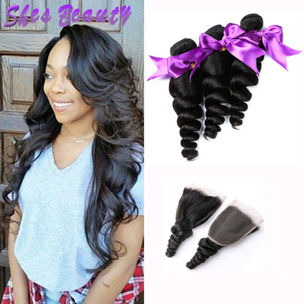 Malaysian Loose Wave Virgin Hair Bundles 8A Malaysian Virgin Hair Loose Wave 3 Bundles With Closure Unprocessed Human Hair Weave Bundles