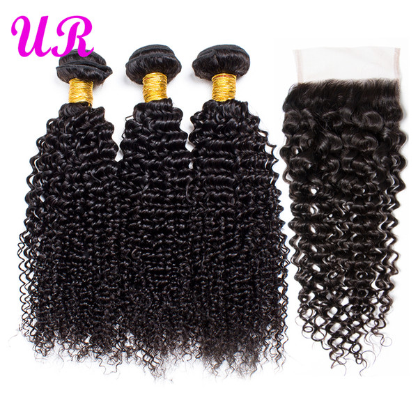 raw indian hair Kinky Curly human hair bundles with closure raw virgin indian hair weave Kinky Curly 3 Bundles With Lace Closures DHgate