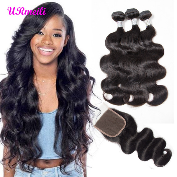 Brazilian Body Wave 3 Bundles With Closure grade 9a virgin hair bundles Brazilian Body Wave Human Hair 4 Bundles With Closure DHgate