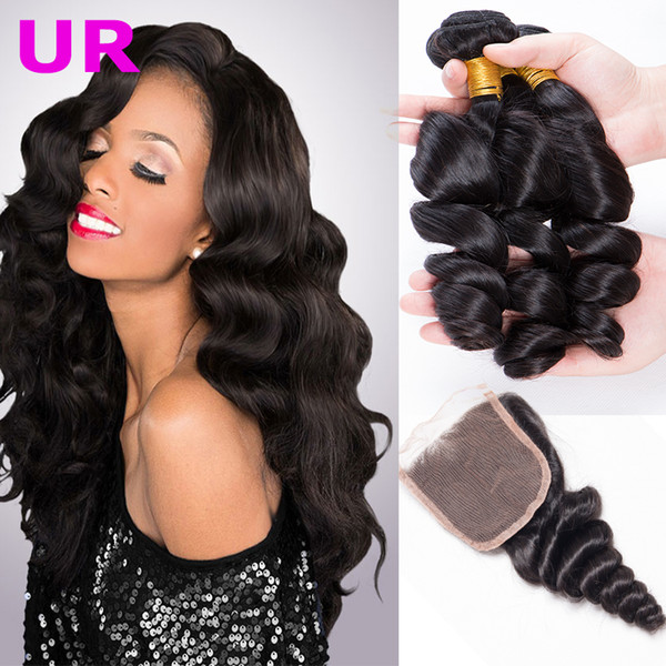 10a grade brazilian hair loose wave bundles with closures human hair weave loose wave brazilian virgin hair 3 bundles with closures DHgate