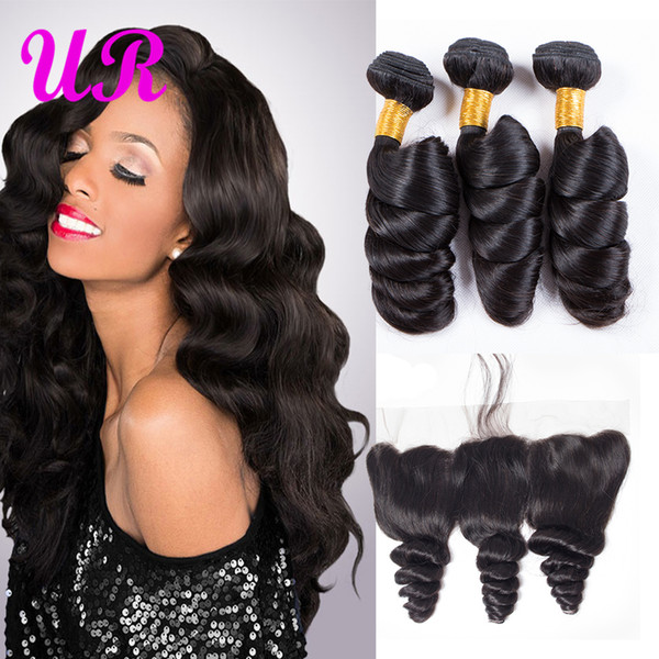 Indian Virgin Hair Loose Wave bundles with frontal raw indian hair Bundles with Closure loose deep wave bundles with closure