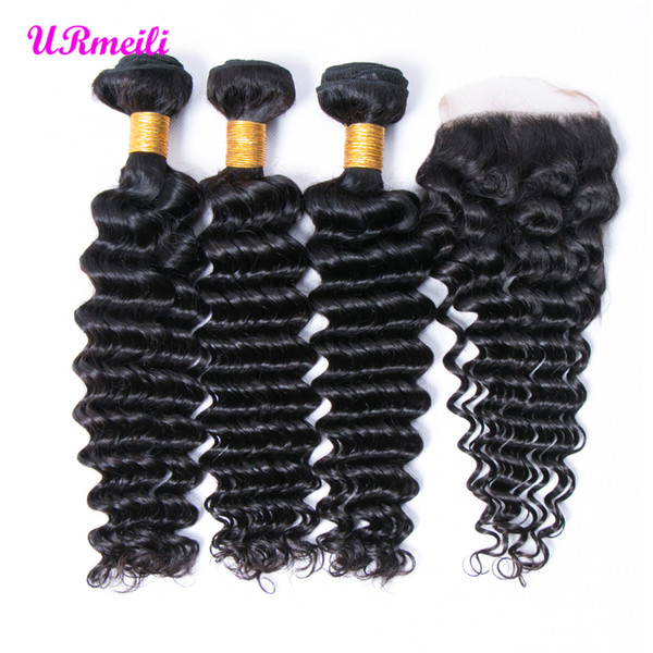 Brazilian Loose Deep Wave human hair bundles with closure Unprocessed Brazilian human hair bundles DHgate deep wave bundles brazilian hair