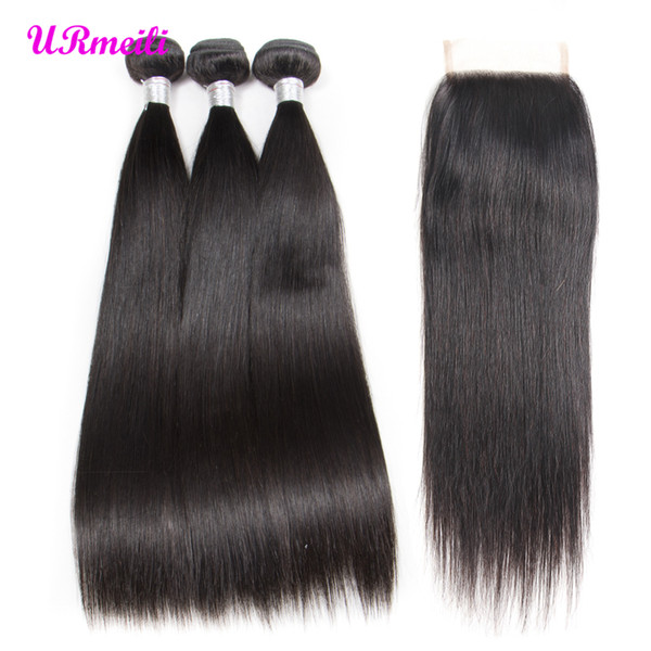 8a brazilian straight virgin hair 4 bundles with closure Brazilian remy Hair Weave Bundles aliexpress Human Hair 3 Bundles With Closure