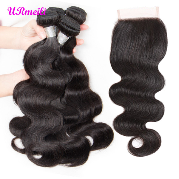 Malaysian Body Wave 3 Bundles with Closure grade 9a hair bundles Body Wave Malaysian human hair bundles with closure 100% Remy Human Hair