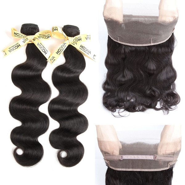 8A Grade 360 Lace Frontal with Peruvian Body Wave Hair 2 Bundles 200g with Baby 360 Full Lace Frontal 22x4x2 HCDIVA GOOD QUALITY Remy Hair