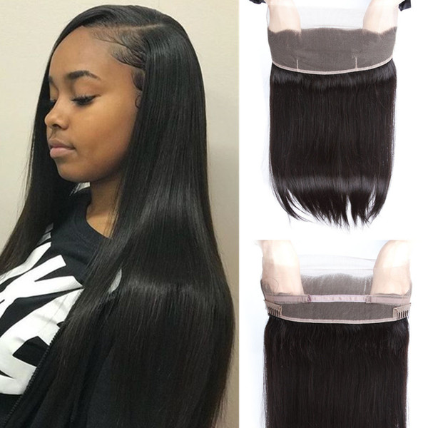 Indian Virgin Hair Straight 360 Lace Frontal Closure With Baby Hair Remy Human Hair Free Part Natural Color Top 360 Lace Frontal Closure