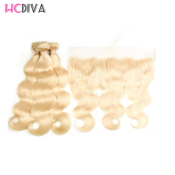 7A Pervuian Virgin Human Hair Body Wave With Lace Frontal Closure 3Bundles With 13x4 Ear to Ear Lace Frontal Closure HCDIV Weaves Closure