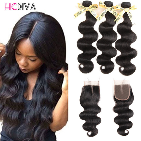 Brazilian wet and wavy Hair Bundles Body Wave 3 Bundles with Cosure Unprocessed Human Weft Brazilian Virgin Hair Bundles with Closures HCDIV