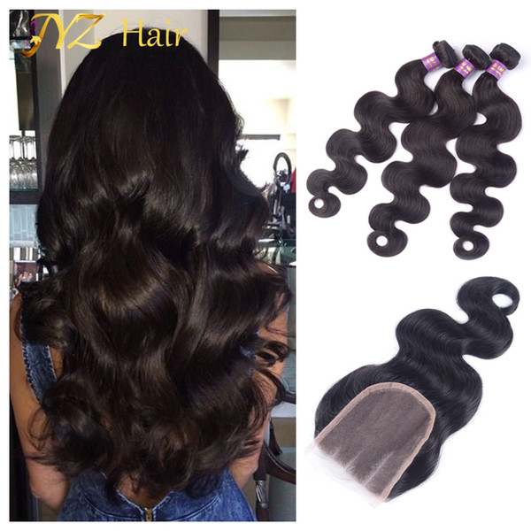 JYZ Malaysian Body WaveHair With Closure Cheap Human Hair Bundles With Lace Closures Malaysian Virgin Hair Body Wave With Closure