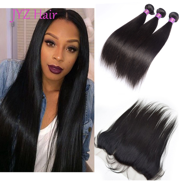 Straight hair 3 bundles with 1pc lace frontal Brazilian virgin hair straight with frontal virgin human hair with ear to ear lace frontal