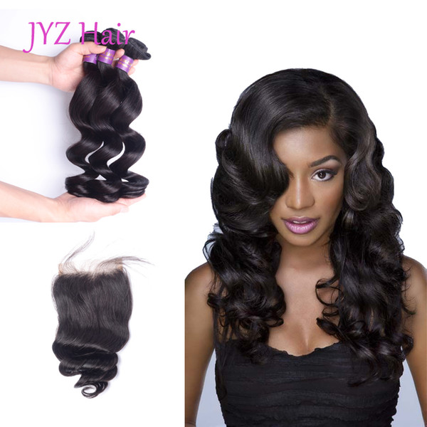 Malaysian Virgin Hair With Closure 3 pcs Malaysian Loose Wave With Closure Human Hair Products Malaysian Loose Wave