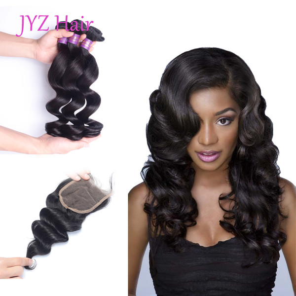 Brazilian Loose Wave With Closure Brazilian Virgin Hair 3 Bundles With Closure JYZ Hair Products Human Hair With Closure