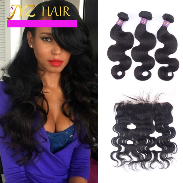 JYZ Brazilian Lace Frontal Closure With Bundles Brazilian Body Wave Hair Bundles With Lace Frontals Ear To Ear Lace Frontal Closure