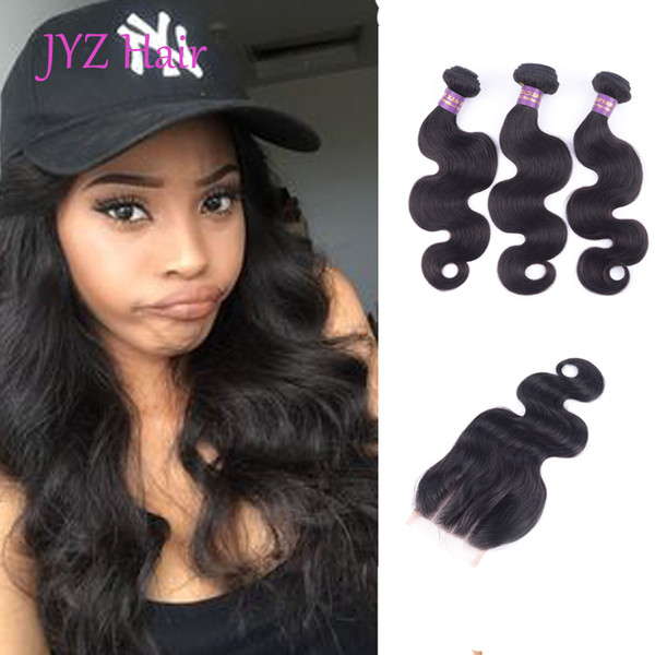 Indian Virgin Hair With Closure Body Wave Human Hair Weave Bundles Mink Indian Hair Indian Body Wave With Lace Closure