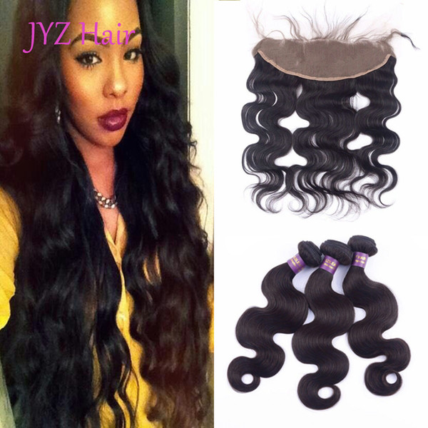 Body Wave Brazilian Indian Peruvian Malaysian 3 Bundles Virgin Human Hair Wefts With 13x4 Lace Frontal 100% Unprocessed Human Hair