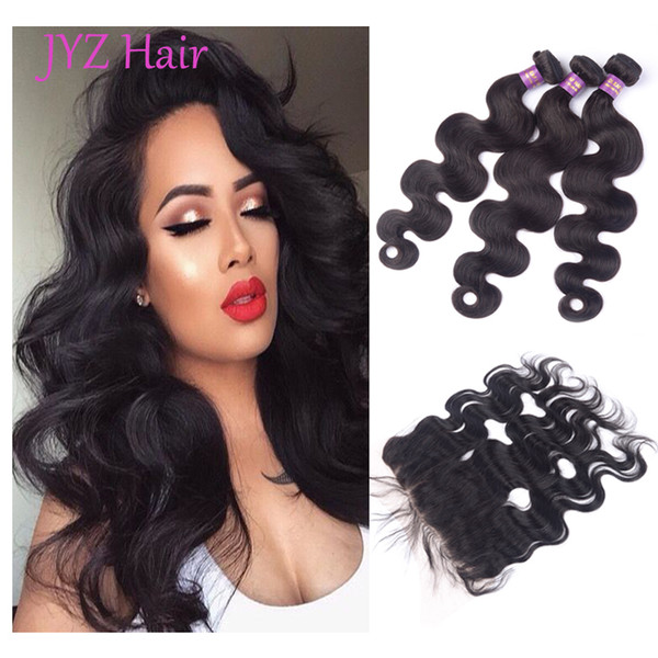 Brazilian hair 3 Bundles With 13x4 Lace Frontal Body Wave Human Hair Virgin Dyeable Hair Extensions Weave Bundles Unprocessed Closure