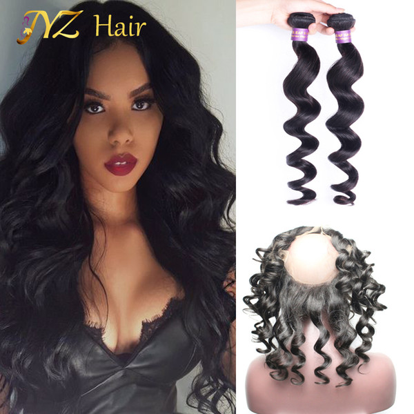 JYZ 360 Lace Frontal With Bundle Loose Wave Malaysian Virgin Hair With Closure Malaysian Loose Wave 360 Frontal With 2 Bundles Deals