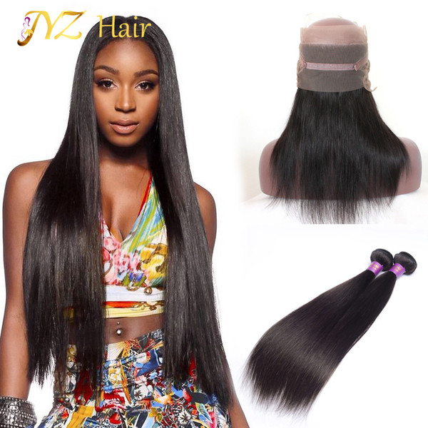 JYZ 360 Lace Frontal With Bundles Brazilian Virgin Hair Straight With Closure Human Hair 360 Frontal With Bundles Virgin Human Hair