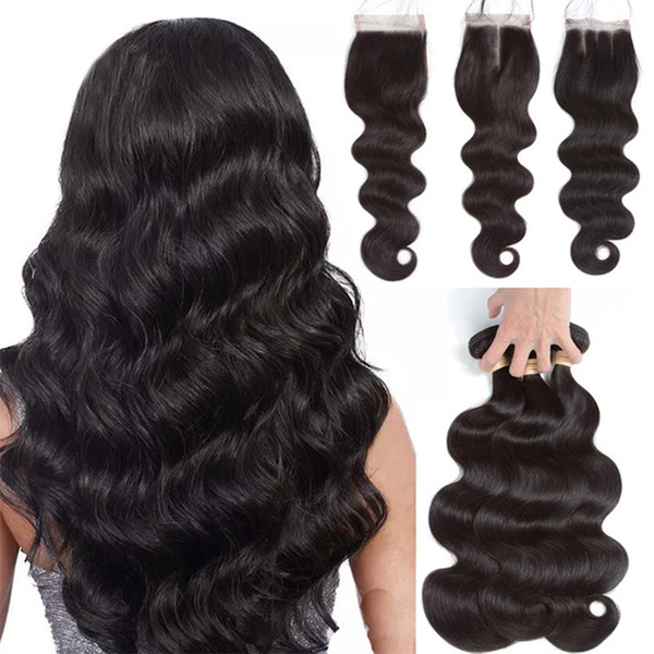 Brazilian Hair Weave Bundles Cheap 8A Bodywave 3 4 Human Hair Bundles With Closure Body Wave Bundles With Closure