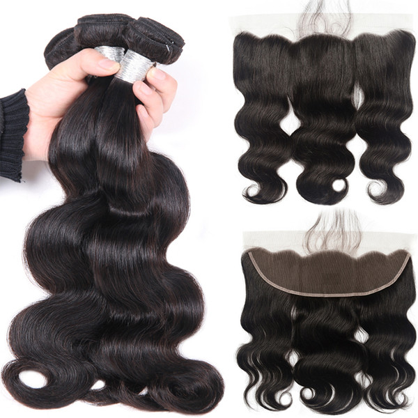 U CAN HAIR Remy Hair Natural Color Double Wefts 3 Bundle with 13*4 Ear to Ear Lace Frontal Closure Brazilian Virgin Human Hair