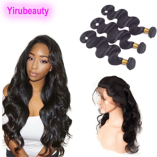 360 Lace Frontal With Bundles Indian Human Hair Natural Color Body Wave 8-28inch Bundles With Lace Frontal Closure