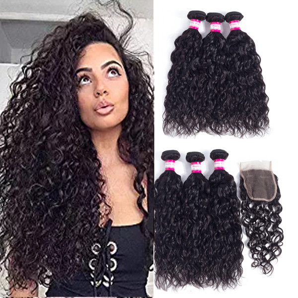 8A Remy Brazilian Human Hair Bundles With Closure 100% Unprocessed Brazilian Peruvian Malaysian Water Virgin Human Hair With Closure