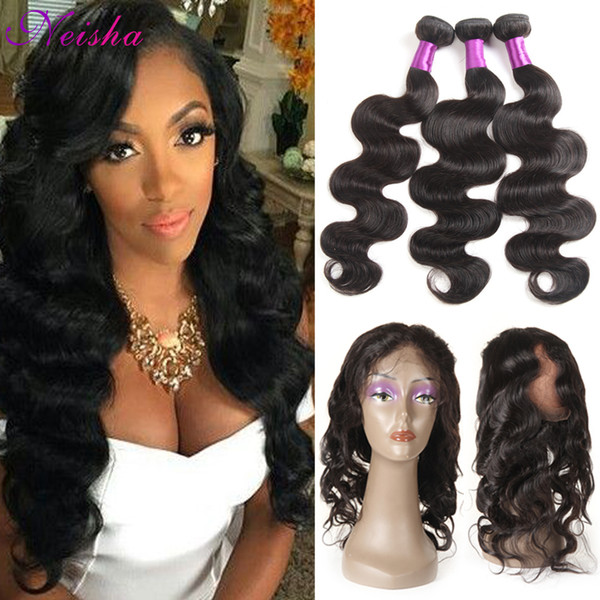 Malaysian Virgin Hair Pre Plucked 360 Lace Frontal With Bundles Body Wave 4 Pcs/lot Virgin Human Hair Extensions With 360 Frontal Closure