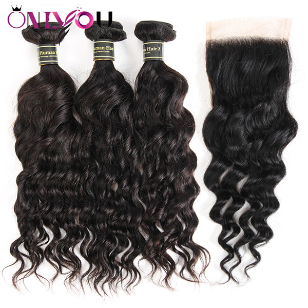 Brazilian Water Weave Natural Wave Virgin Human Hair Weave Bundles and Closure Remy Human Hair Bundles Wholesale Hot Sale Items Wholesale