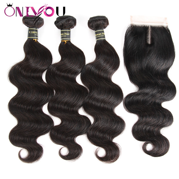 Wholesale Peruvian Virgin Body Wave Hair Weaves Closure with 3 Bundles Wet and Wavy Body Weave Hair Extenisons Peruvian Human Hair Bundles