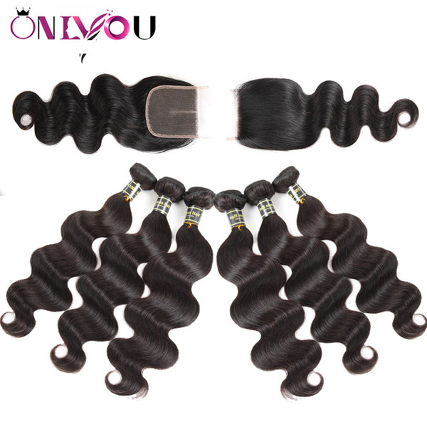 Cheap Brazilian Virgin Hair Bundles with Closure Straight Body Deep Wave 6 Weave Bundles with Frontal Unprocessed Kinky Curly Human Hair