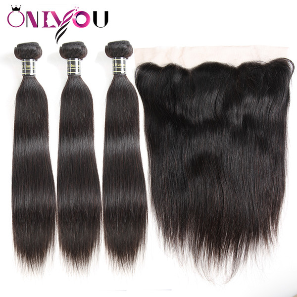 9A Cheap Brazilian Straight Virgin Human Hair Weave Bundles with 13x4 Lace Frontal Closure 3 Bundles with Closure Ear to Ear Hair Extensions