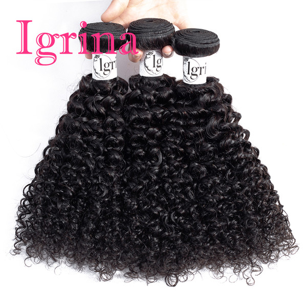 Igrina Peruvian Virgin Hair Curly 3 Bundles With Lace Closure 4x4 Wet And Wavy Human Hair Bundles With Closure Weave Jerry Curly