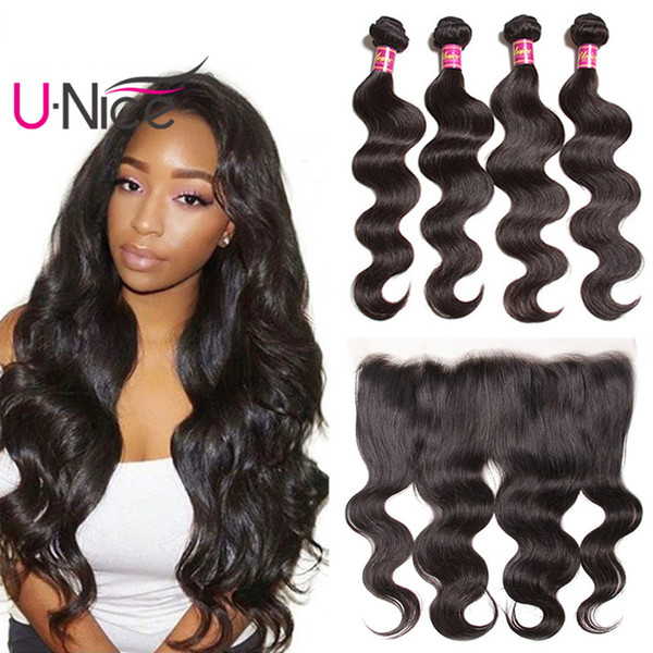 UNice Hair Malaysian Hair Body Wave Bundles With Frontal Virgin Human Hair Lace Frontal Closure With Weave Bundles Bulk Cheap Wholesale