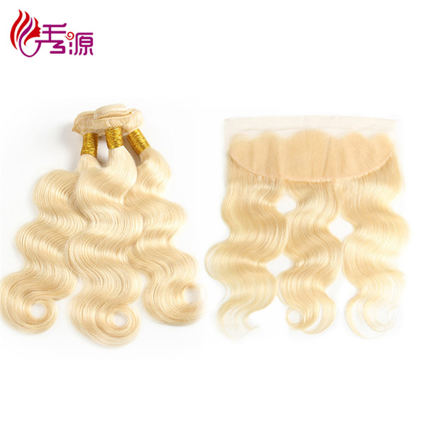 Body Wave Remy Human Hair Bundles With 13x4 Lace Closure Xiuyuan Brazilian Body Wave 613 Blonde Human Hair Bundles With Closure